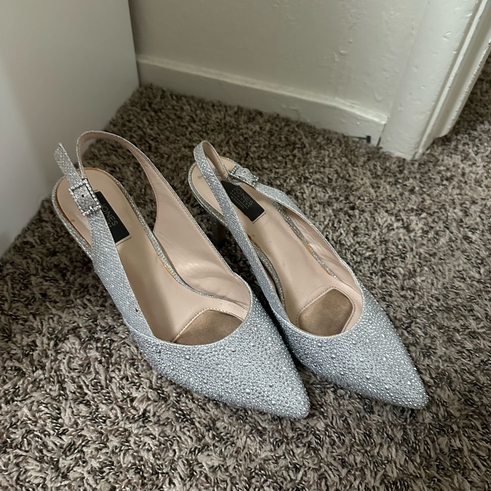 Elegant Silver Slingback Heels